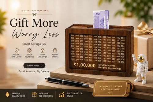₹1,00,000 Money Saving Challenge Box | Wooden Savings Box